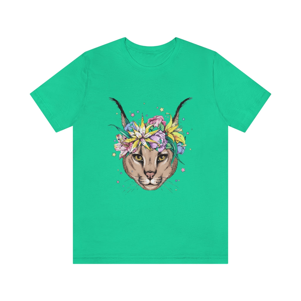 Unisex Jersey Short Sleeve Tee "Caracal with flowers"