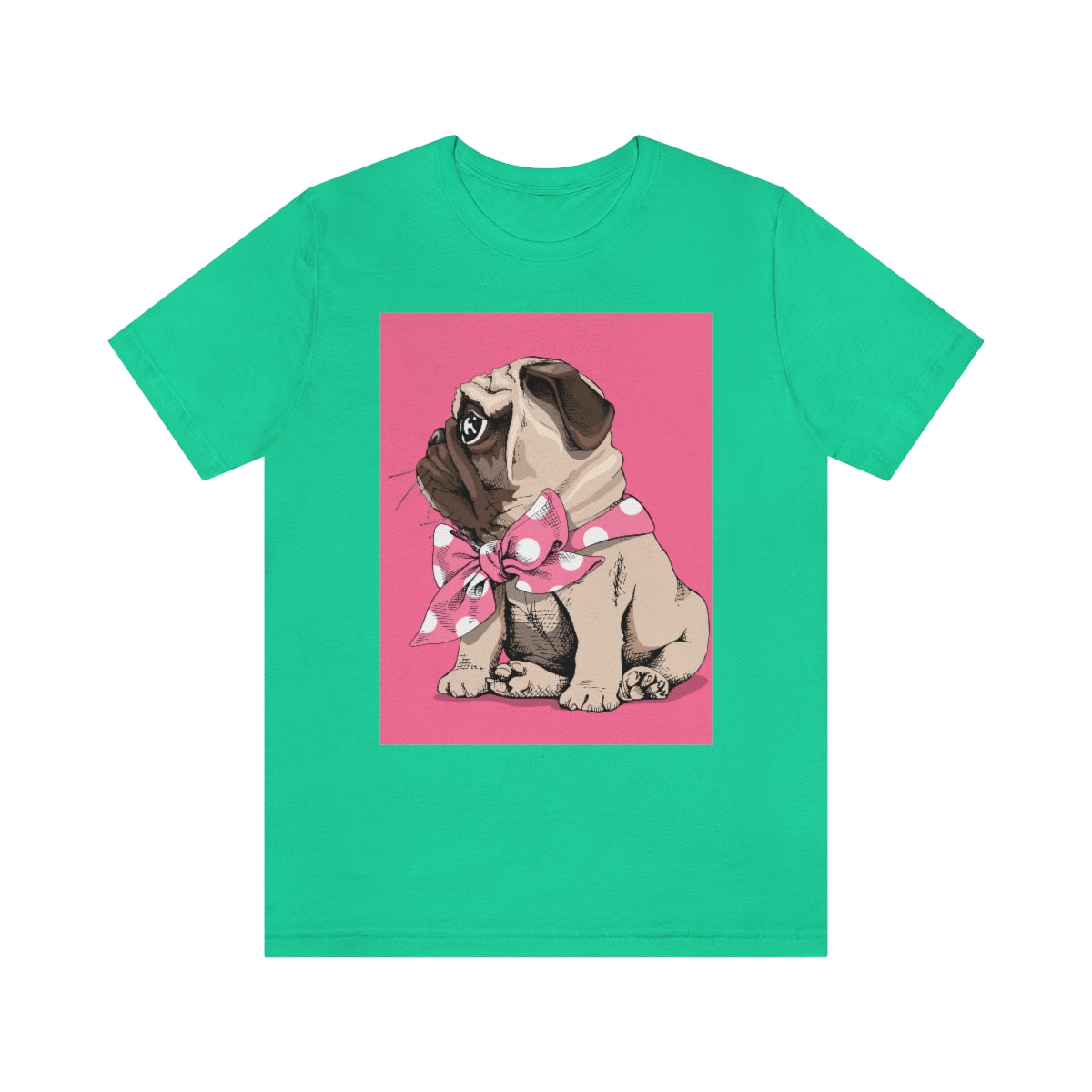 Unisex Jersey Short Sleeve Tee "Puppy Pug with a bow tie"