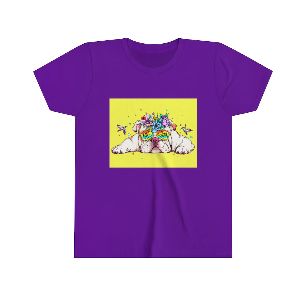 Youth Short Sleeve Tee "English bulldog & bird"