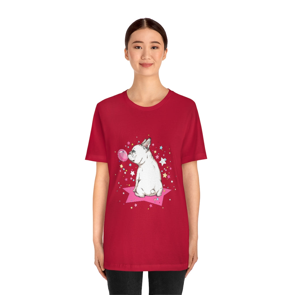 Unisex Jersey Short Sleeve Tee "French white bulldog & stars"