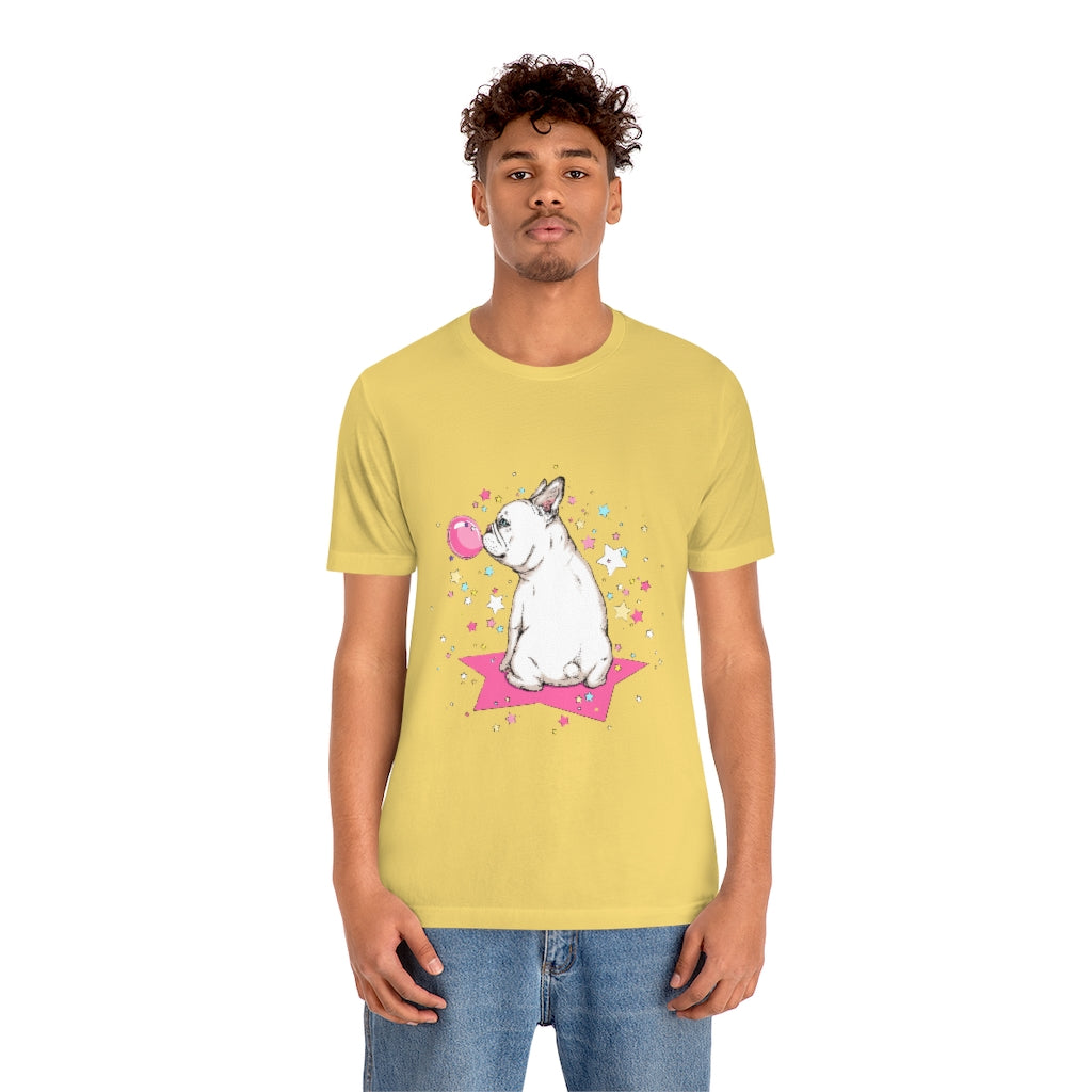 Unisex Jersey Short Sleeve Tee "French white bulldog & stars"