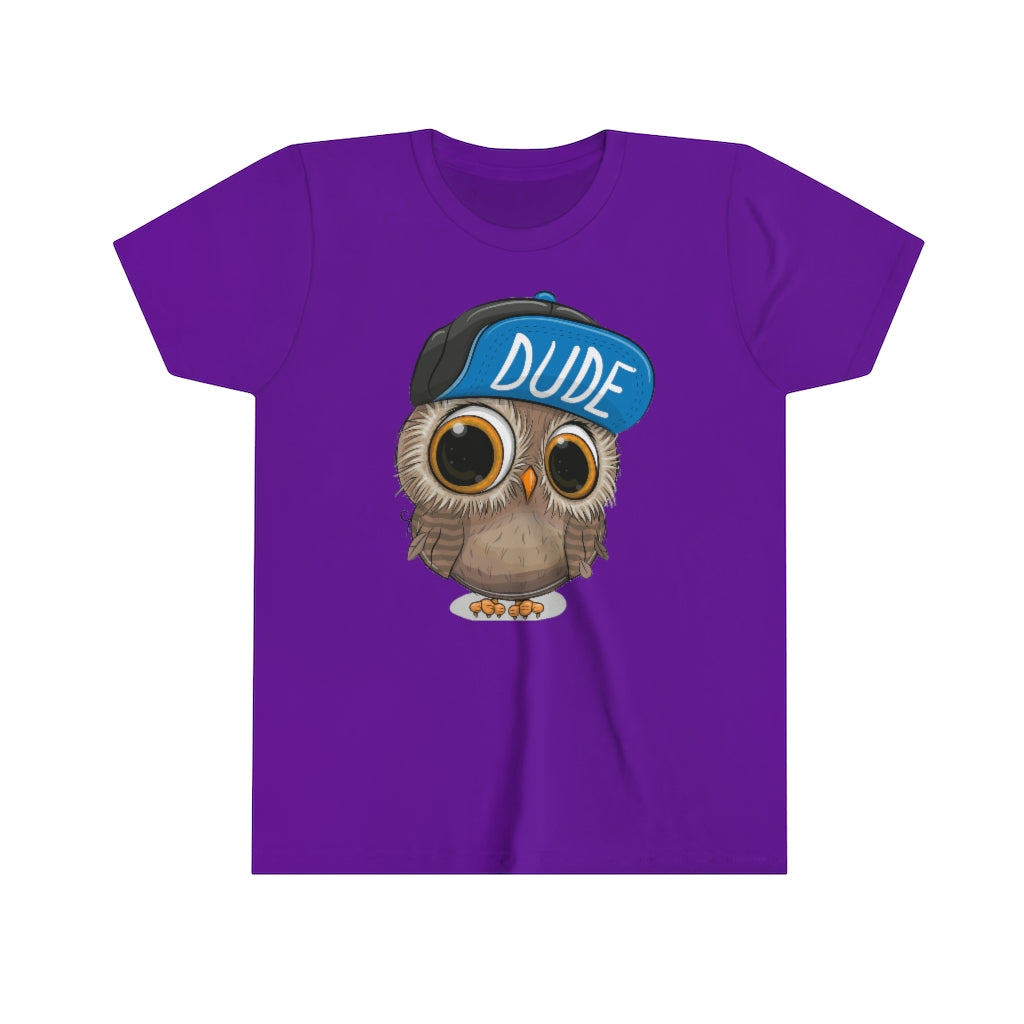 Youth Short Sleeve Tee "Cute Cartoon Owl in a cap"