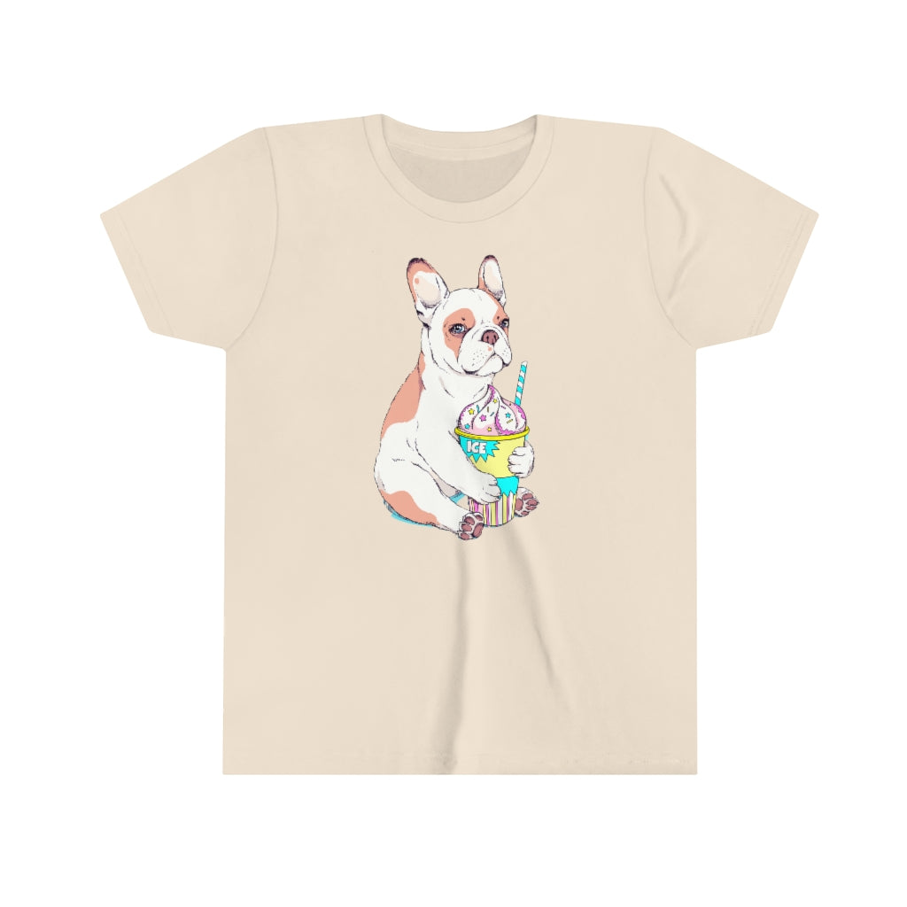 Youth Short Sleeve Tee "French bulldog & ice cream"