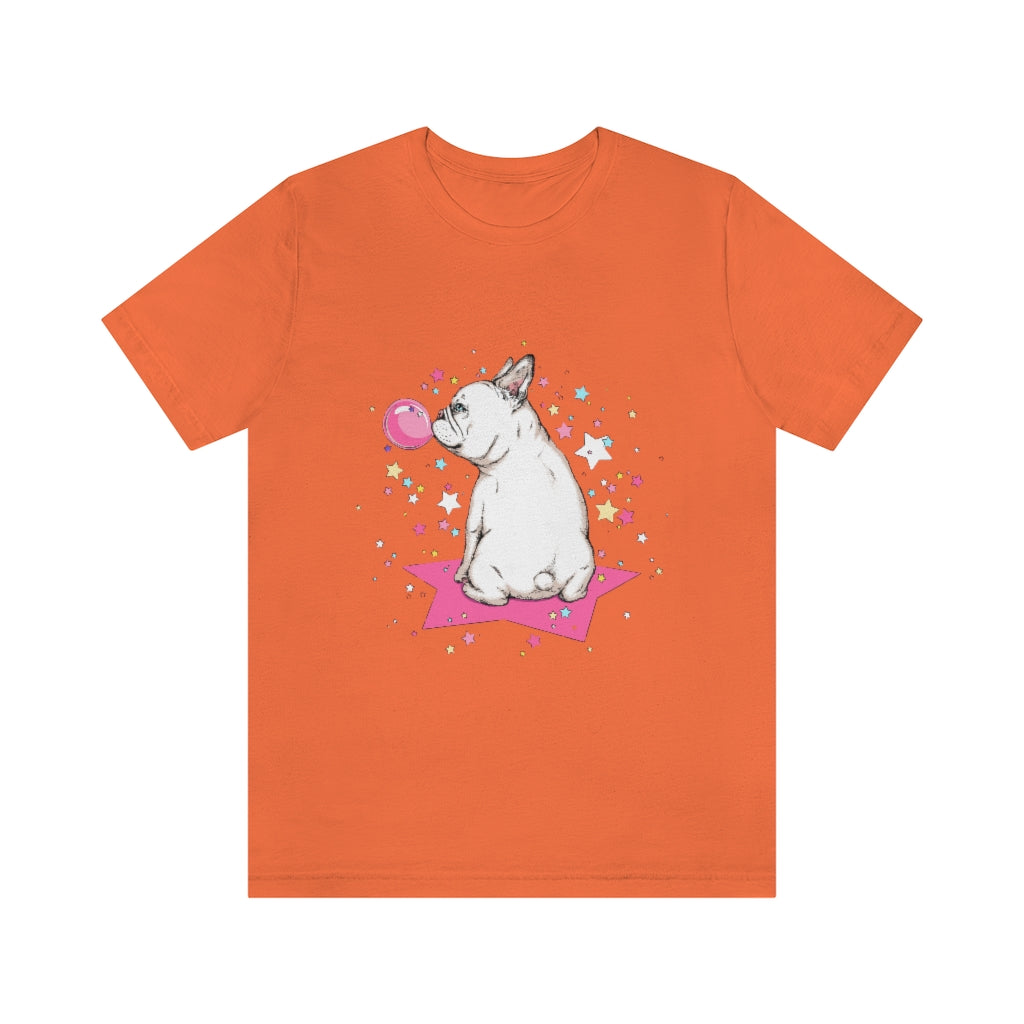 Unisex Jersey Short Sleeve Tee "French white bulldog & stars"
