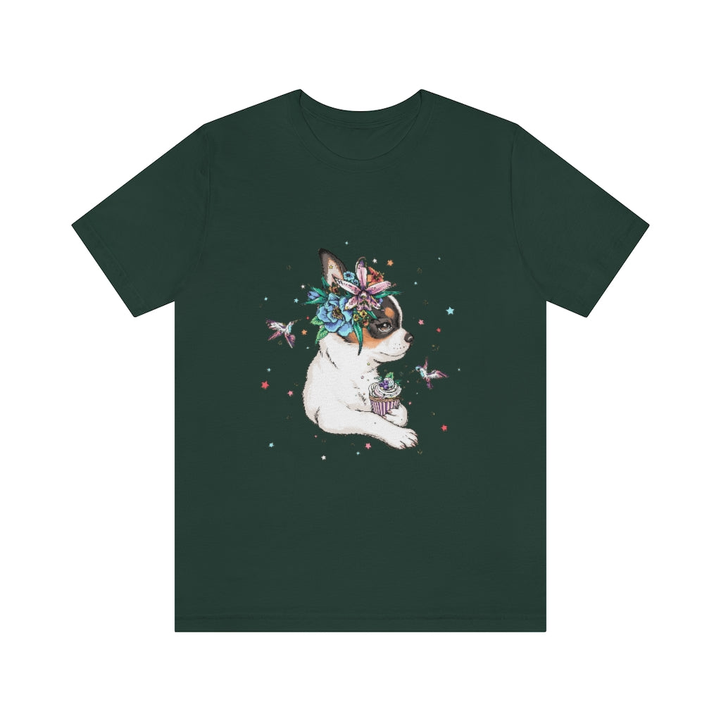 Unisex Jersey Short Sleeve Tee "Chihuahua puppy & cupcake"
