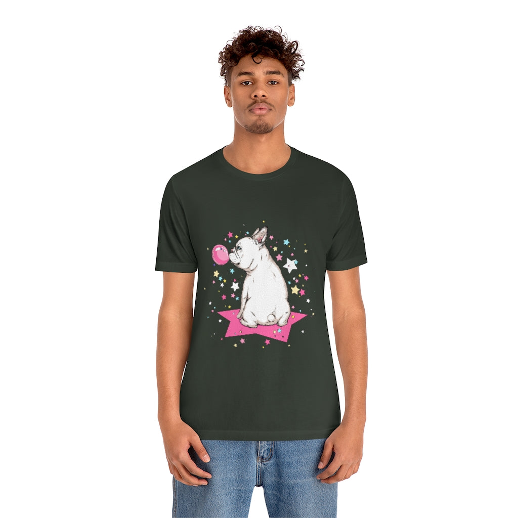 Unisex Jersey Short Sleeve Tee "French white bulldog & stars"