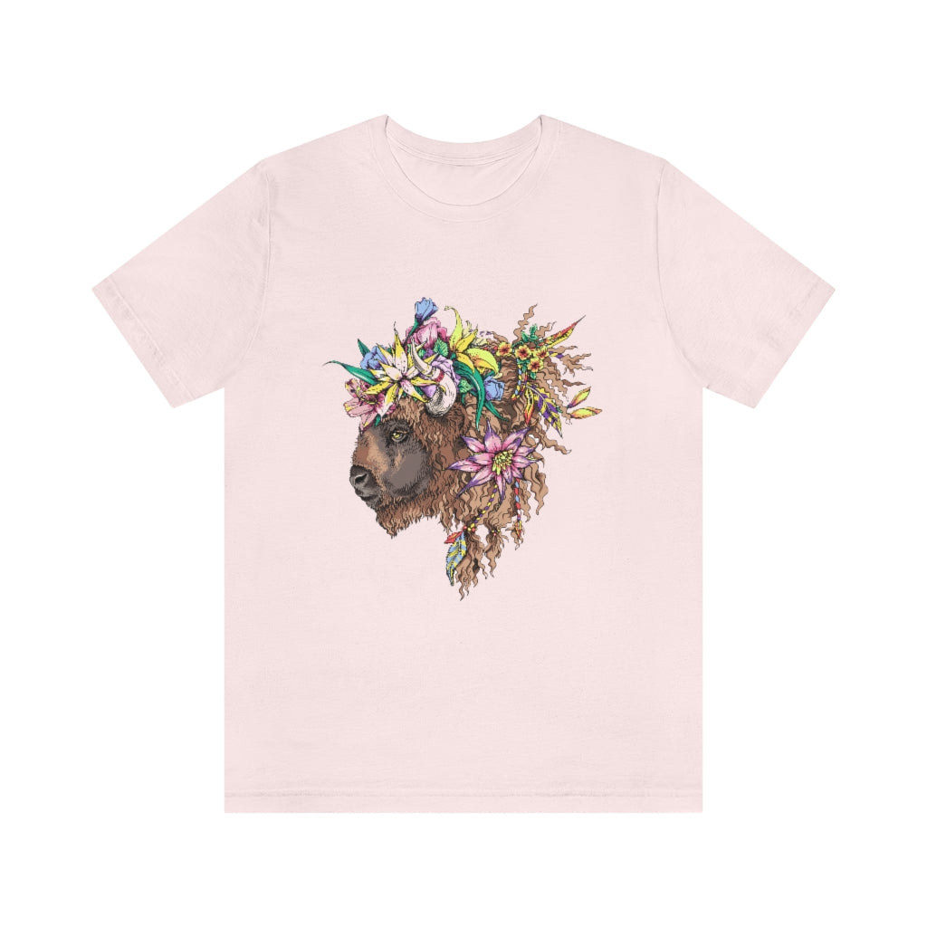 Unisex Jersey Short Sleeve Tee "Bison & flowers"