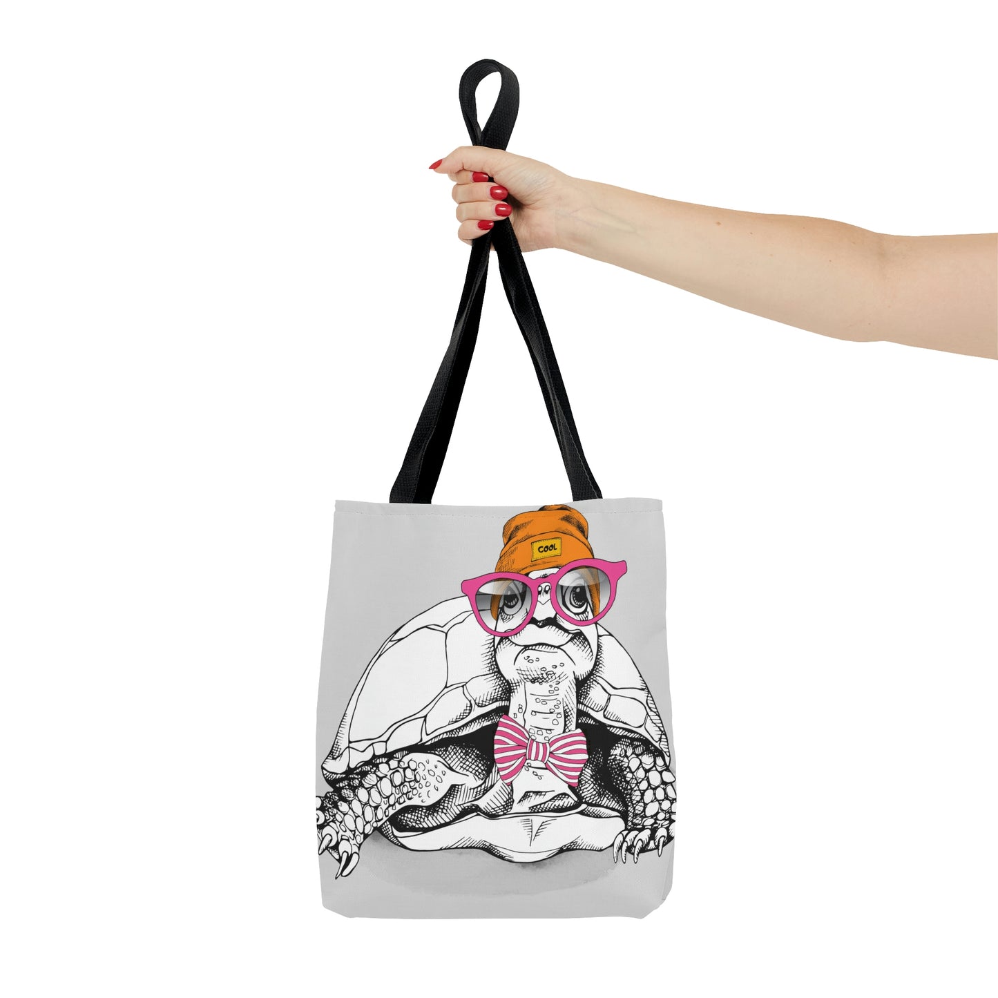 AOP Tote Bag "Turtle in a Hipster Hat with glasses"