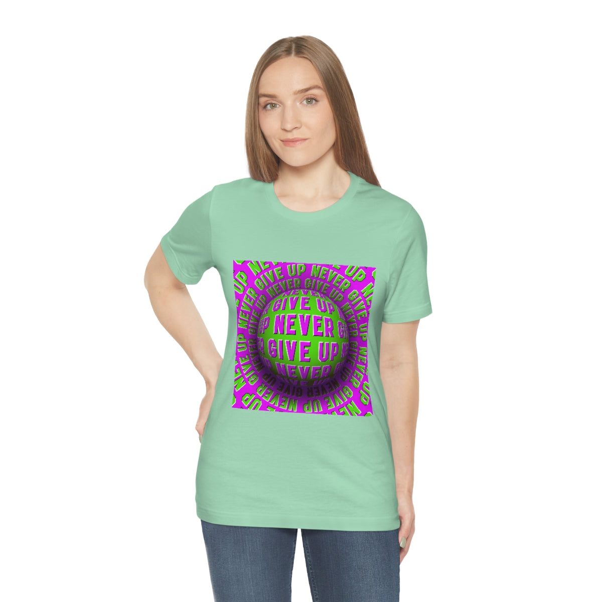 Unisex Jersey Short Sleeve Tee "Optical illusion Never give up"