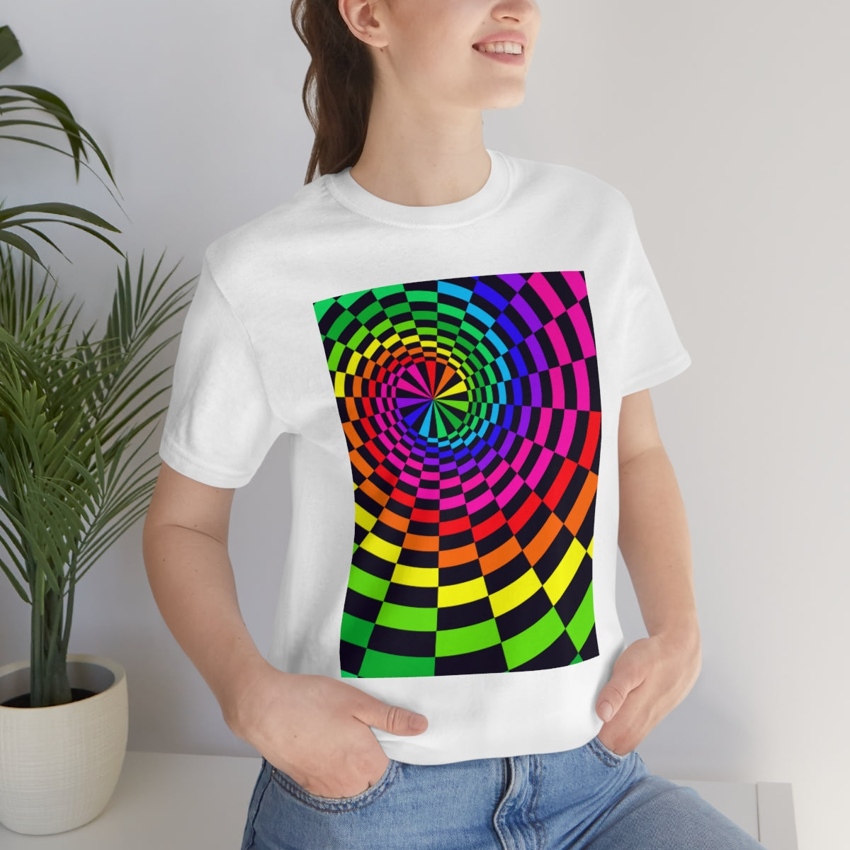 Unisex Jersey Short Sleeve Tee "Optical illusion Black Spirals of the Rectangles"
