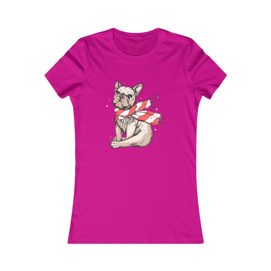 Women's Favorite Tee "French bulldog in a striped scarf"
