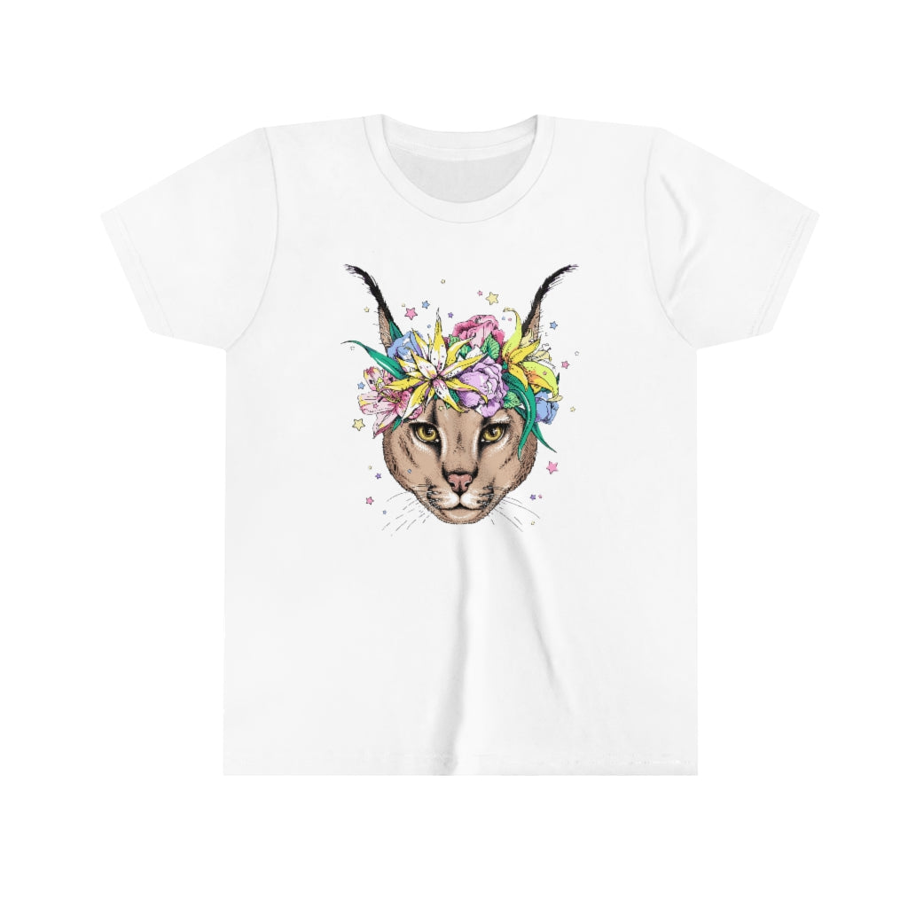 Youth Short Sleeve Tee "Caracal with flowers"
