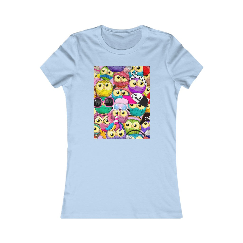 Women's Favorite Tee "Colorful Pattern with cute cartoon owls"