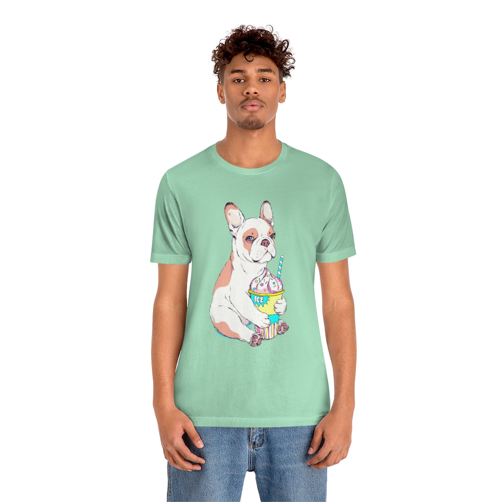 Unisex Jersey Short Sleeve Tee "French bulldog & ice cream"