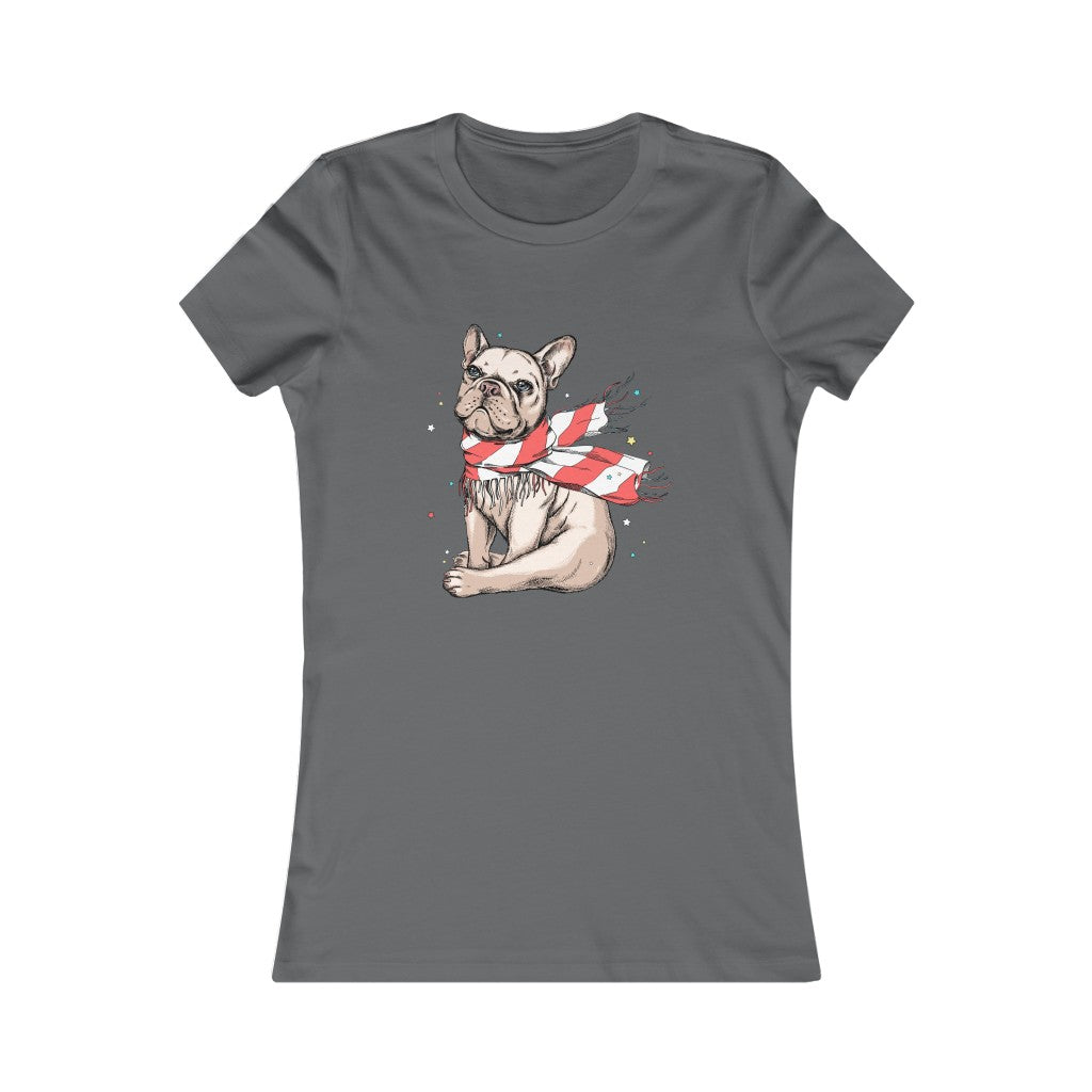 Women's Favorite Tee "French bulldog in a striped scarf"