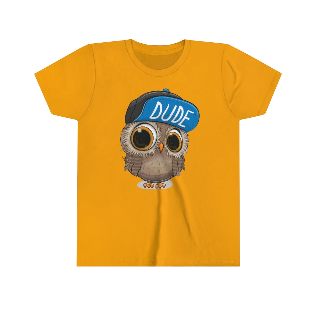 Youth Short Sleeve Tee "Cute Cartoon Owl in a cap"