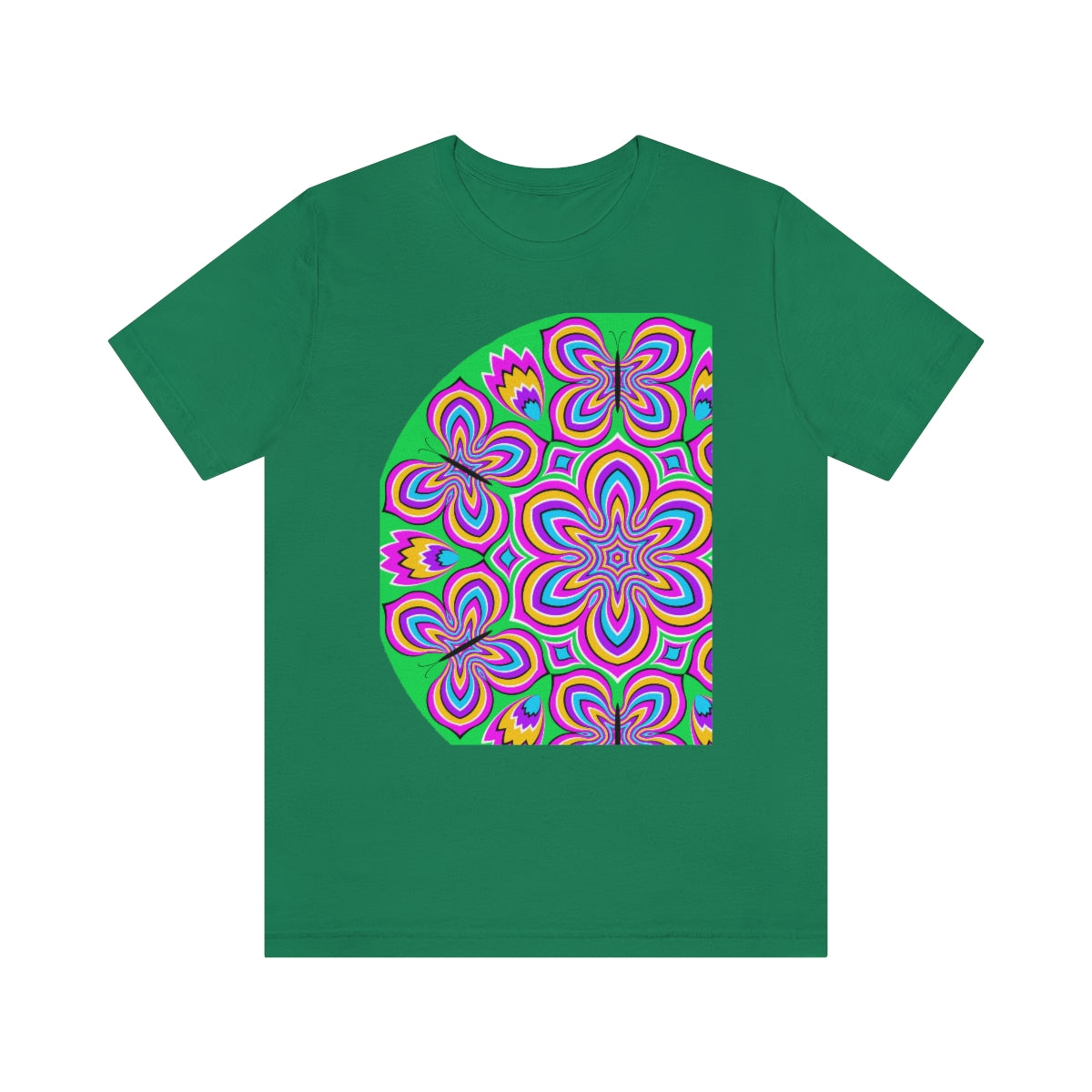 Unisex Jersey Short Sleeve Tee "Optical illusion Colorful flower and butterflies"