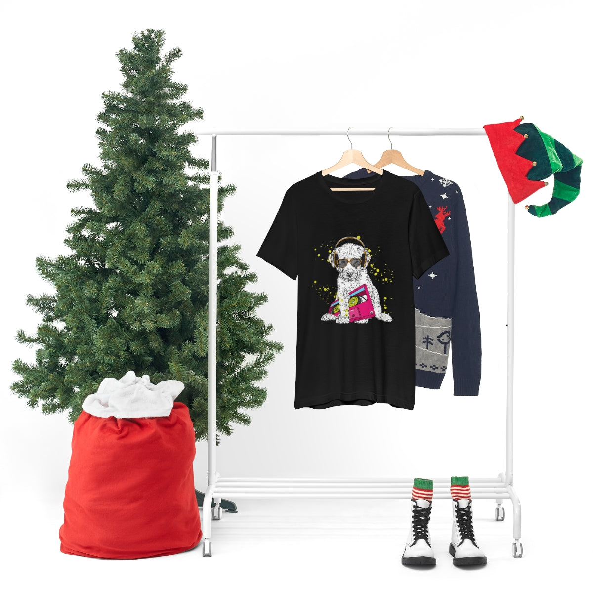 Unisex Jersey Short Sleeve Tee "Cute puppy & cassette 90s"