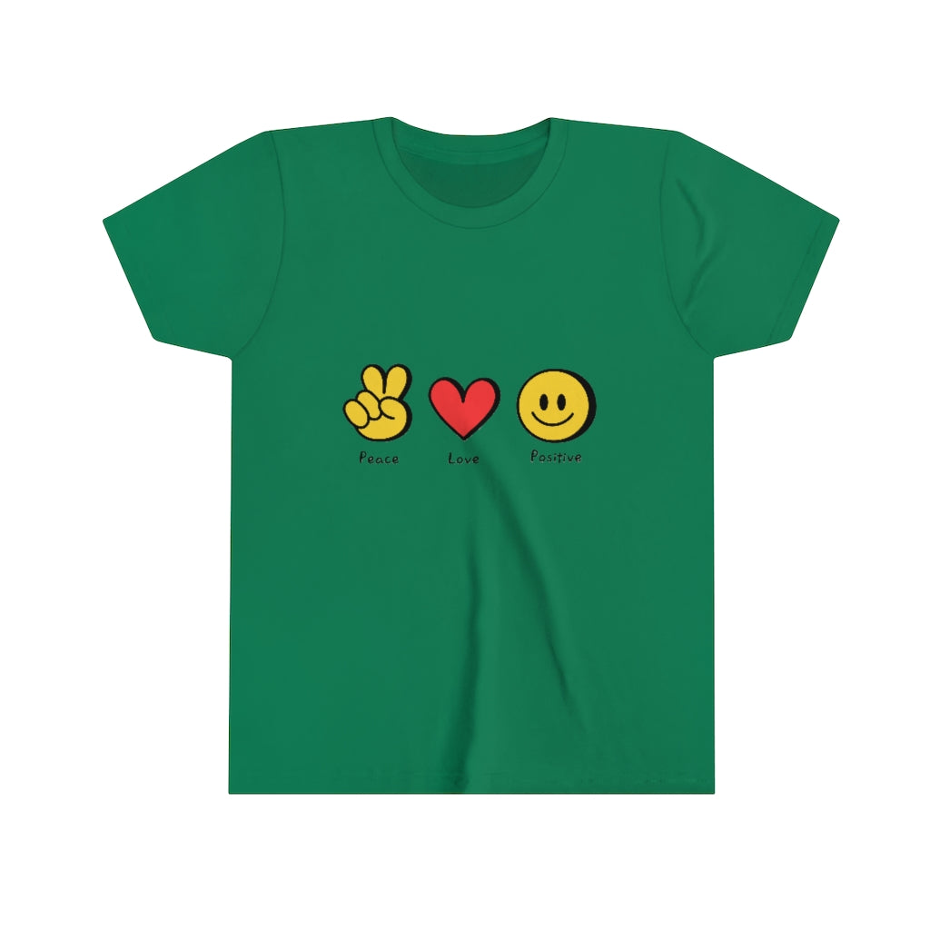 Youth Short Sleeve Tee "Peace, love, positive"