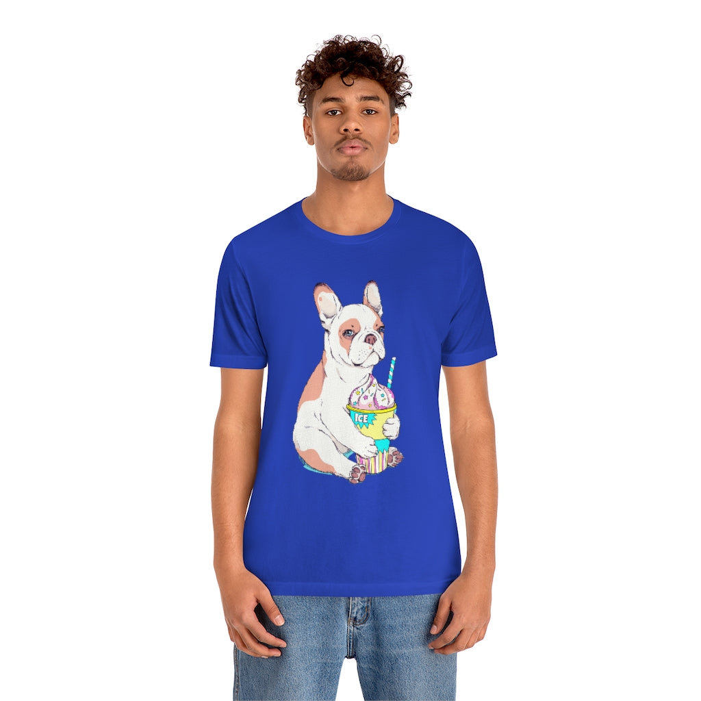 Unisex Jersey Short Sleeve Tee "French bulldog & ice cream"