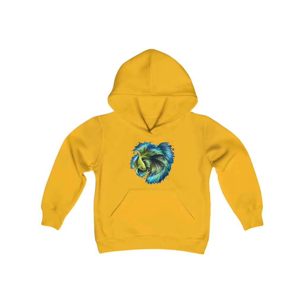Youth Heavy Blend Hooded Sweatshirt "Colorful tropical fish"