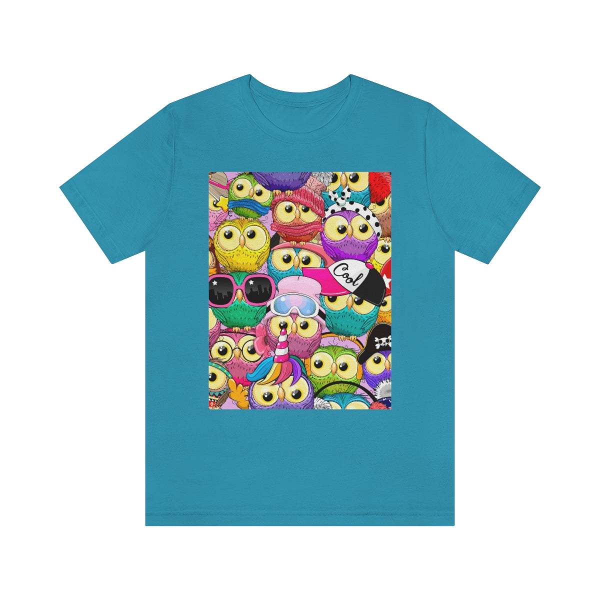 Unisex Jersey Short Sleeve Tee "Colorful Pattern with cute cartoon owls"