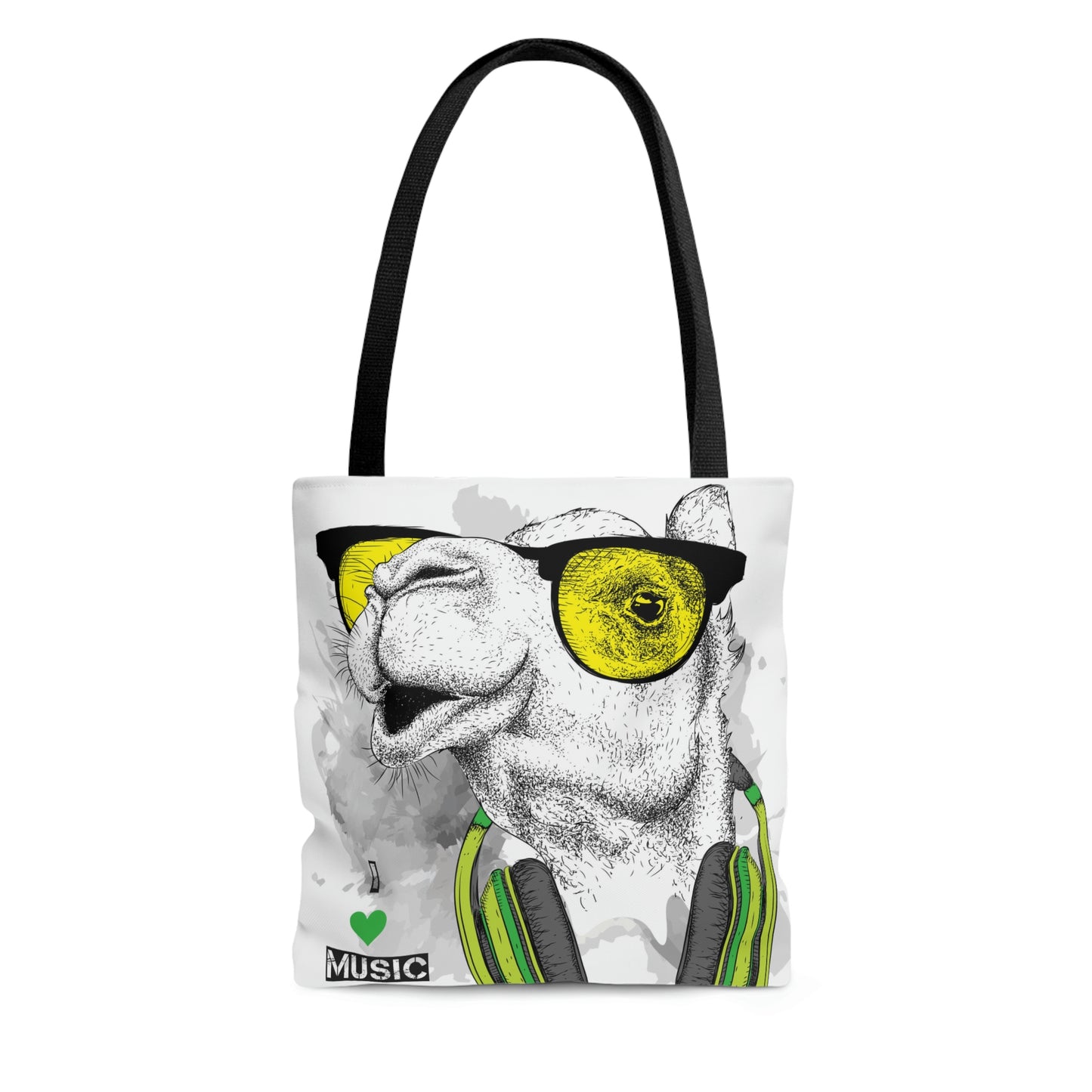 AOP Tote Bag "Camel in the glasses and headphones"