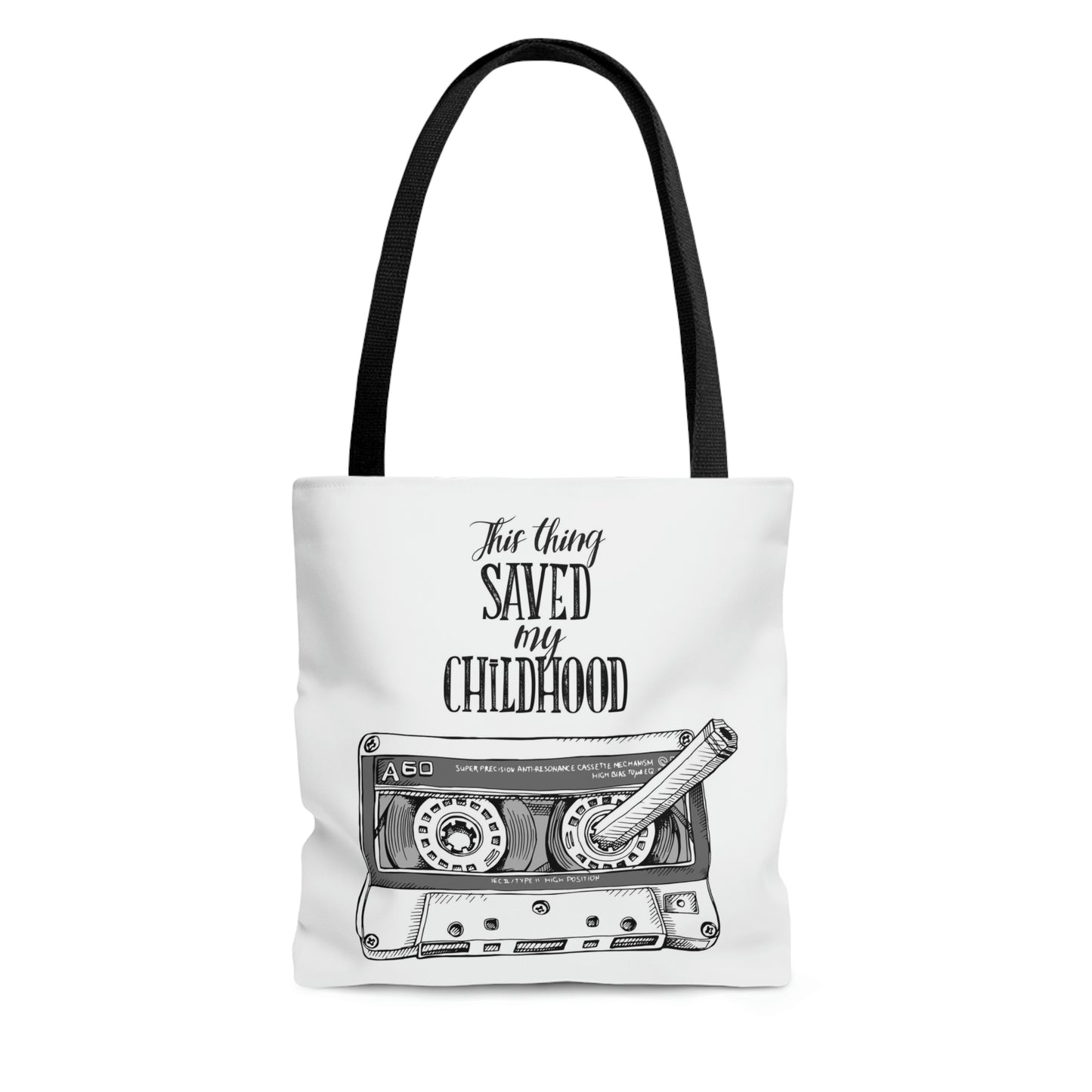 AOP Tote Bag "Audio Cassette and a pencil :)"