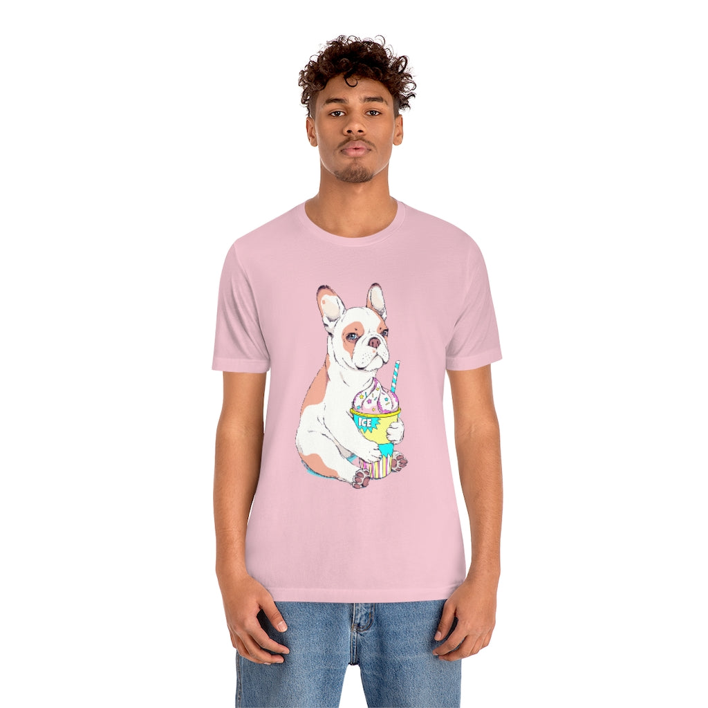 Unisex Jersey Short Sleeve Tee "French bulldog & ice cream"