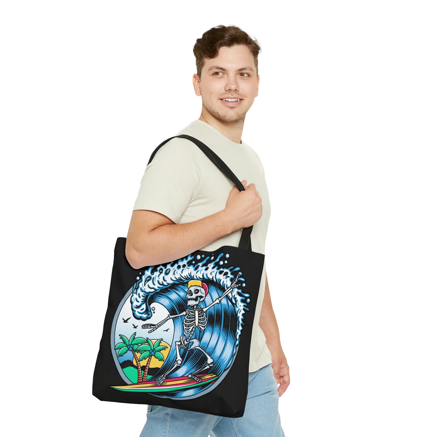 AOP Tote Bag "Skeleton Surfer"