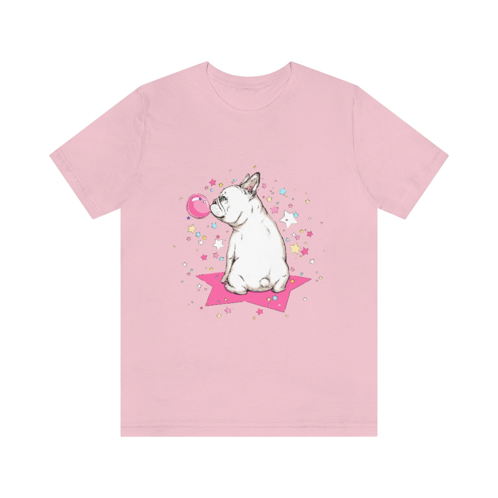 Unisex Jersey Short Sleeve Tee "French white bulldog & stars"