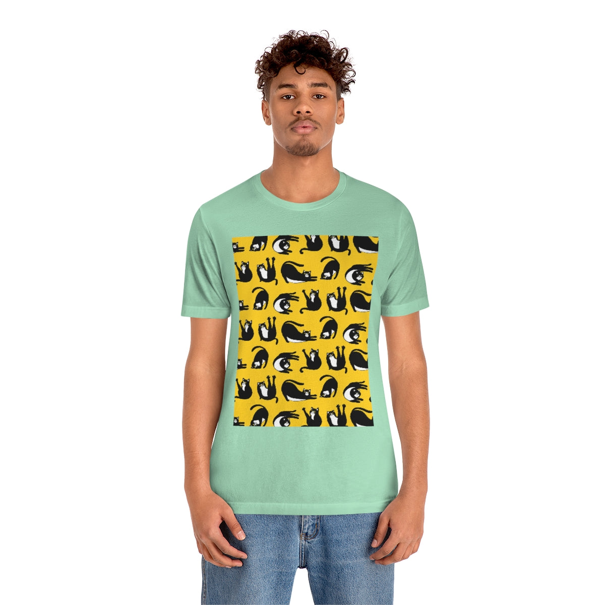 Unisex Jersey Short Sleeve Tee "Cats on yellow"