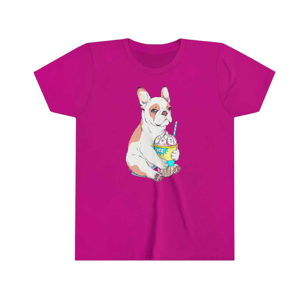 Youth Short Sleeve Tee "French bulldog & ice cream"