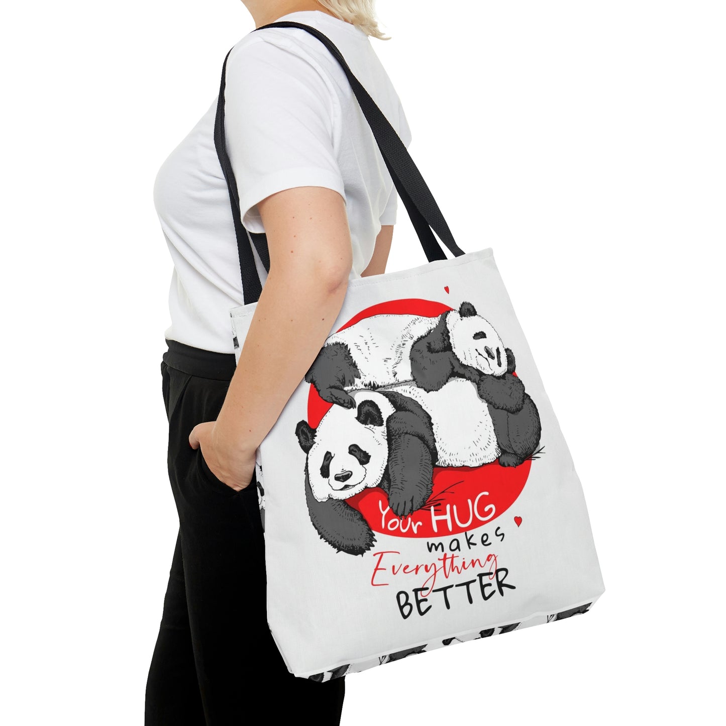 AOP Tote Bag 2 sides "Pandas hugging"