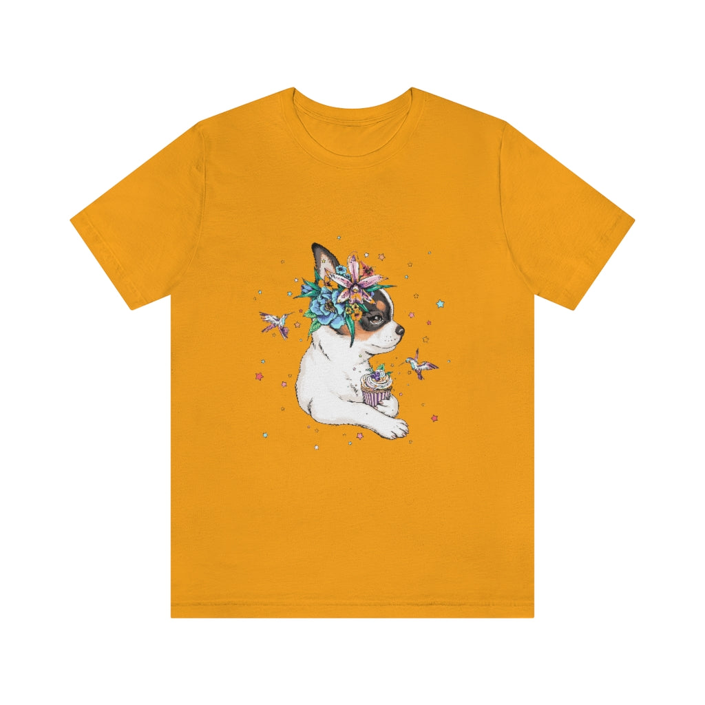 Unisex Jersey Short Sleeve Tee "Chihuahua puppy & cupcake"