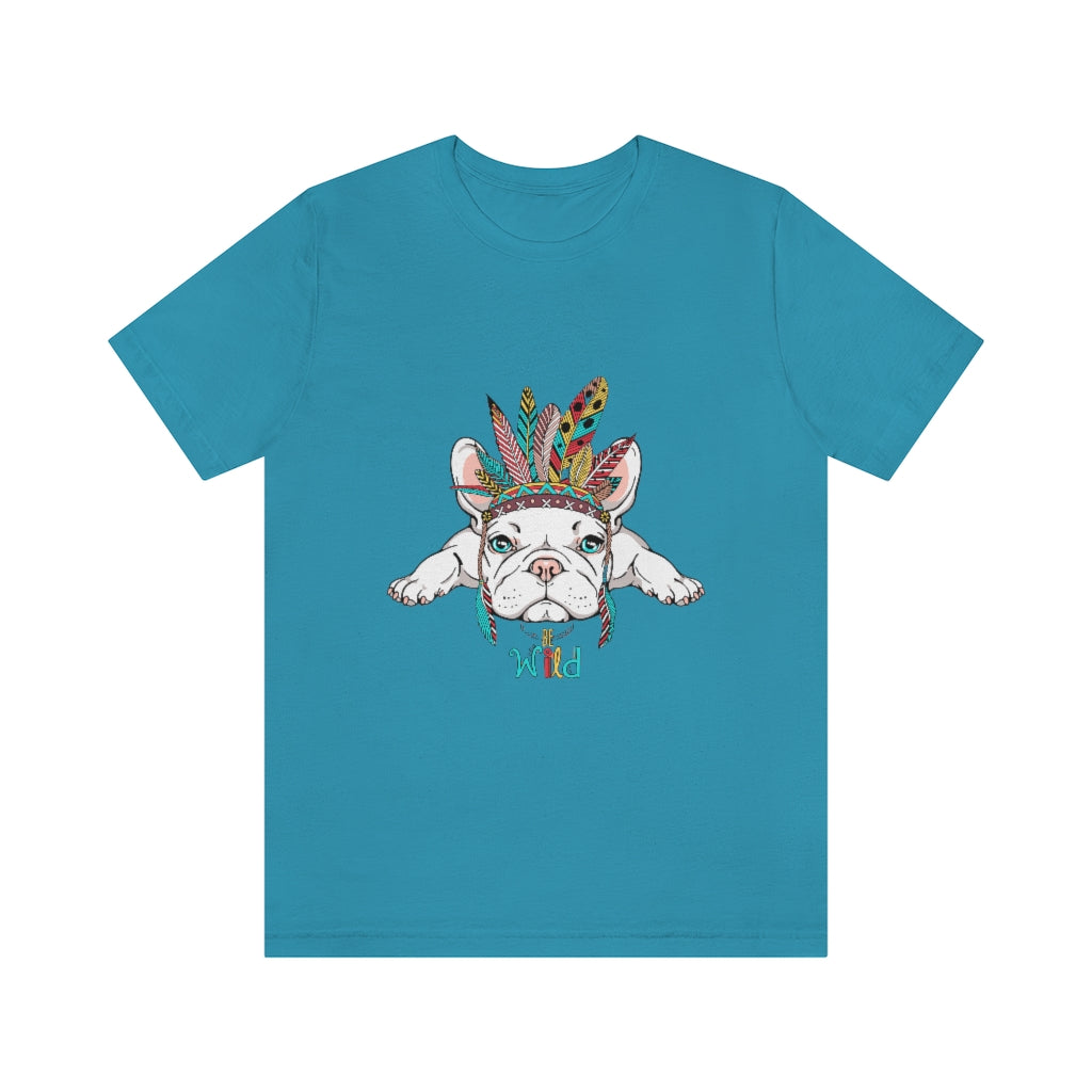 Unisex Jersey Short Sleeve Tee "French bulldog in Indian headdress"