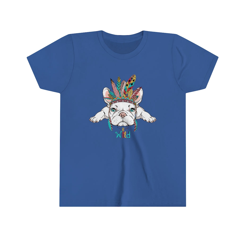 Youth Short Sleeve Tee "French bulldog in Indian headdress"