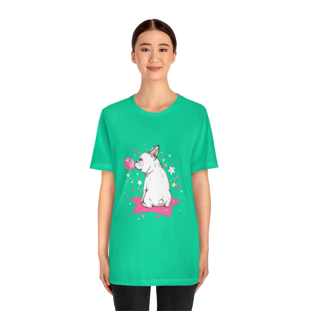 Unisex Jersey Short Sleeve Tee "French white bulldog & stars"