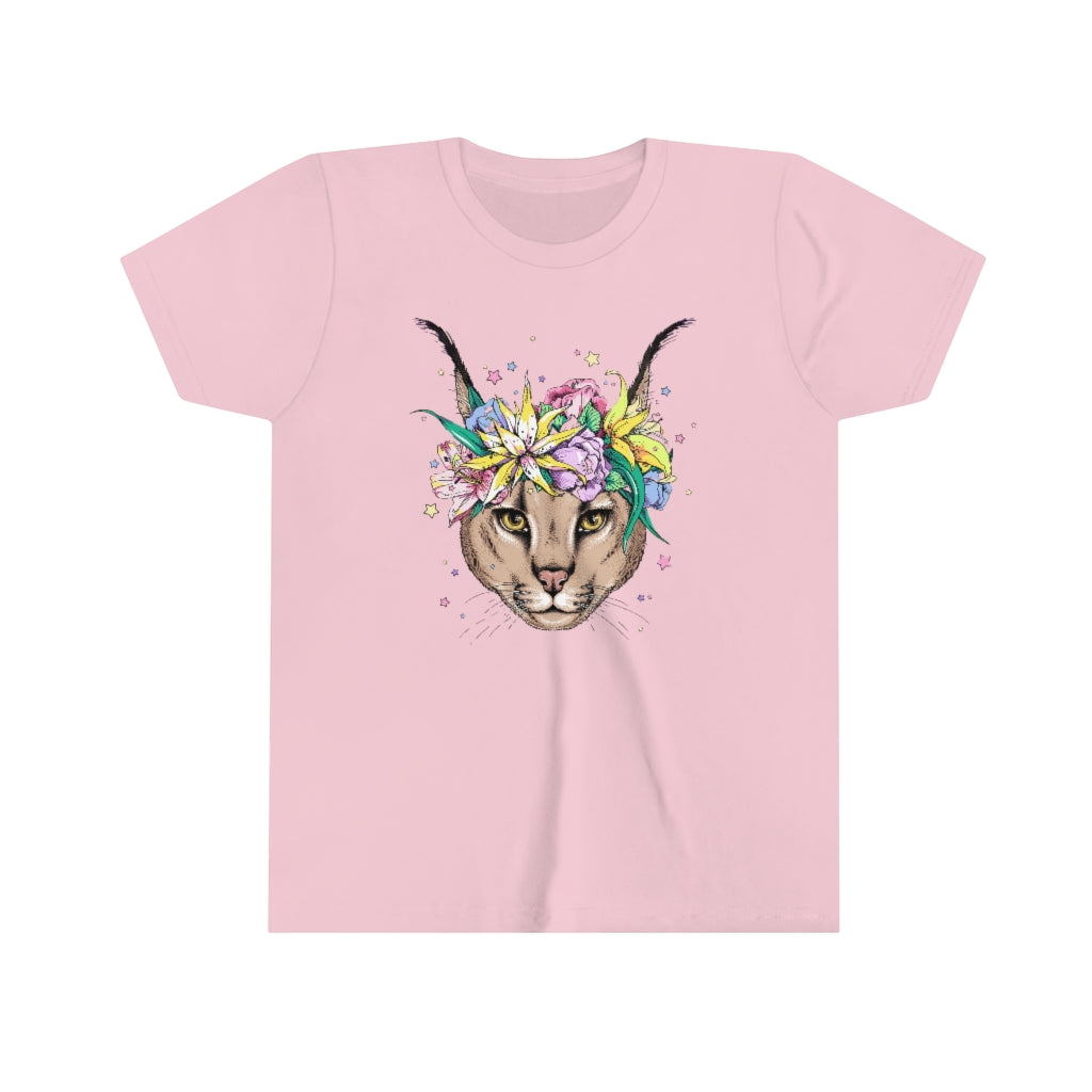Youth Short Sleeve Tee "Caracal with flowers"