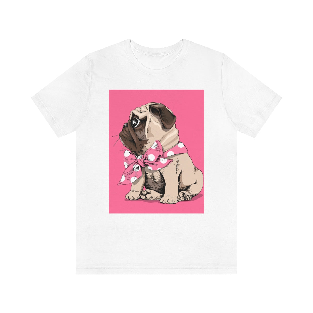 Unisex Jersey Short Sleeve Tee "Puppy Pug with a bow tie"