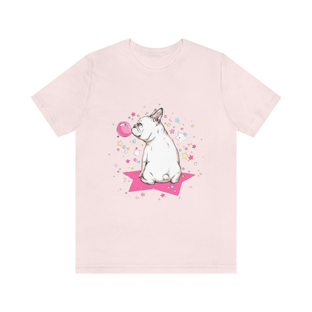 Unisex Jersey Short Sleeve Tee "French white bulldog & stars"