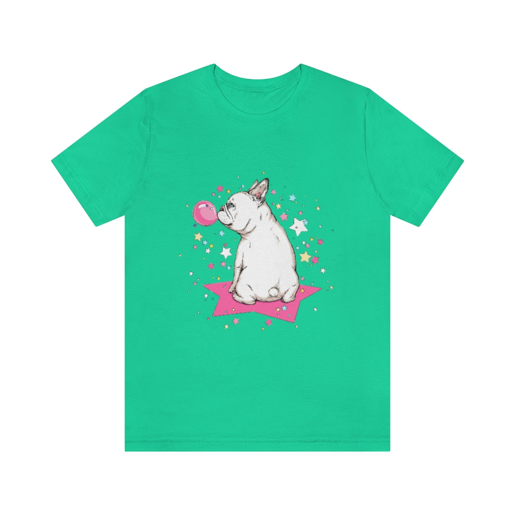 Unisex Jersey Short Sleeve Tee "French white bulldog & stars"