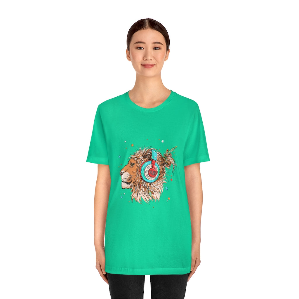 Unisex Jersey Short Sleeve Tee "Lion & headphones"