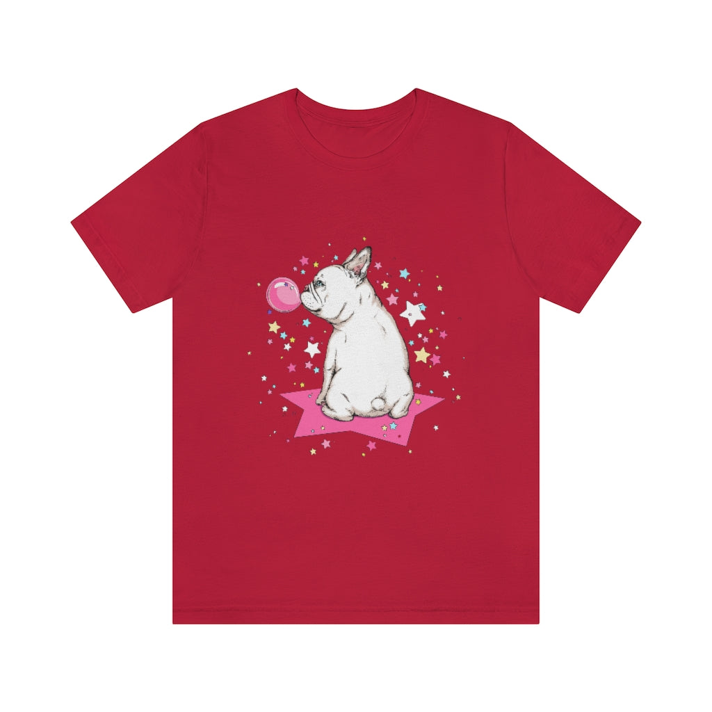 Unisex Jersey Short Sleeve Tee "French white bulldog & stars"
