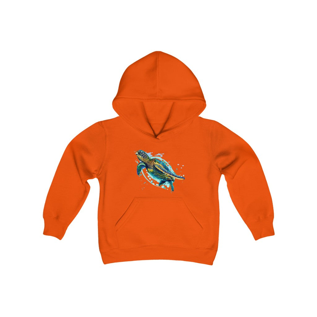 Youth Heavy Blend Hooded Sweatshirt "Sea colorful turtle"