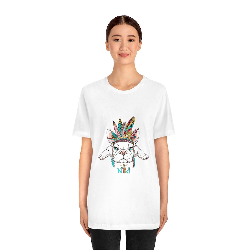 Unisex Jersey Short Sleeve Tee "French bulldog in Indian headdress"