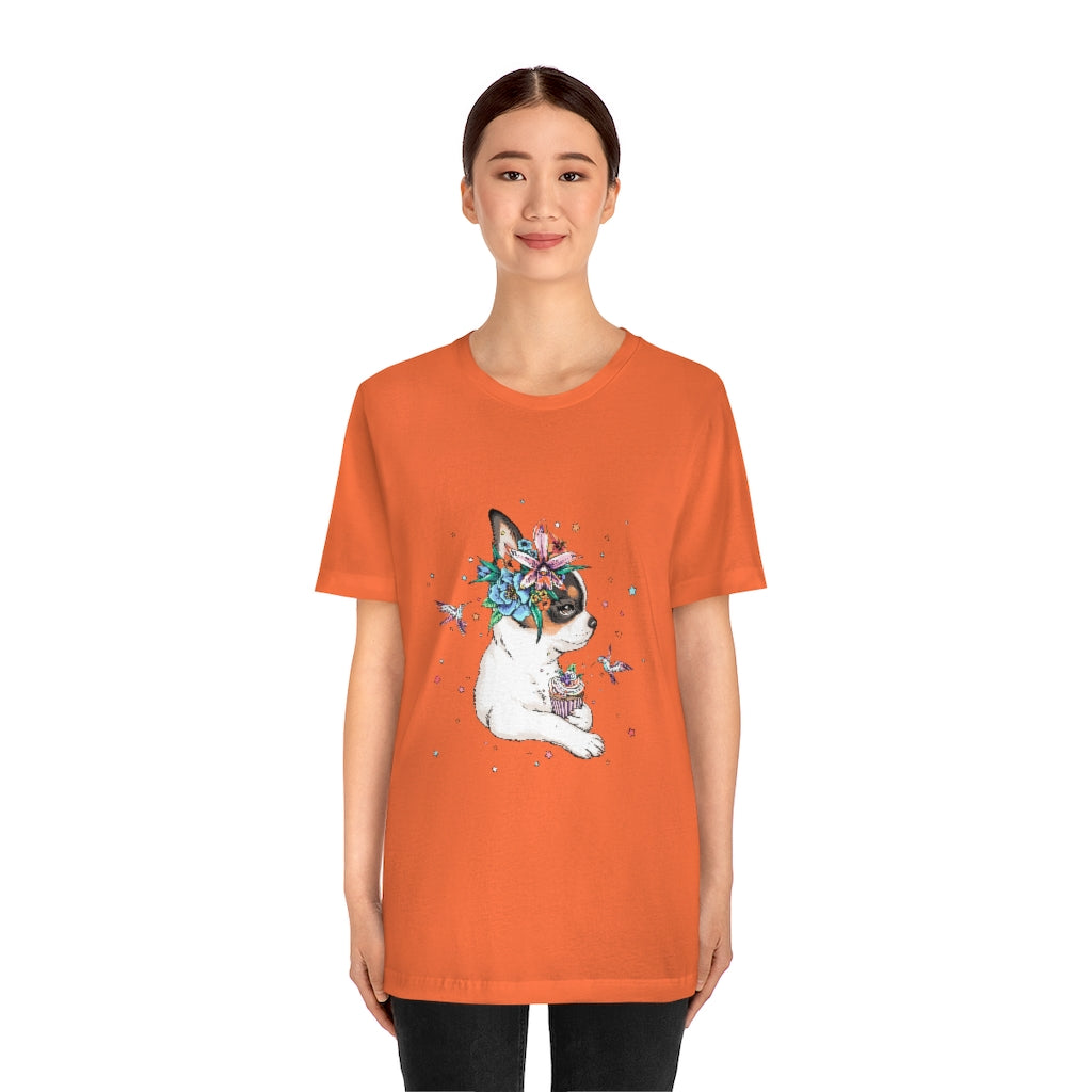 Unisex Jersey Short Sleeve Tee "Chihuahua puppy & cupcake"