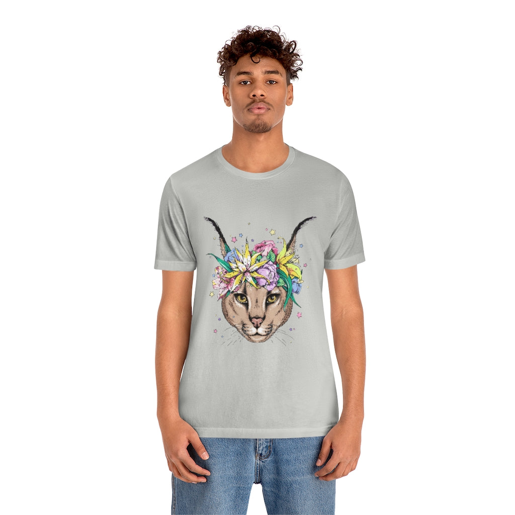 Unisex Jersey Short Sleeve Tee "Caracal with flowers"