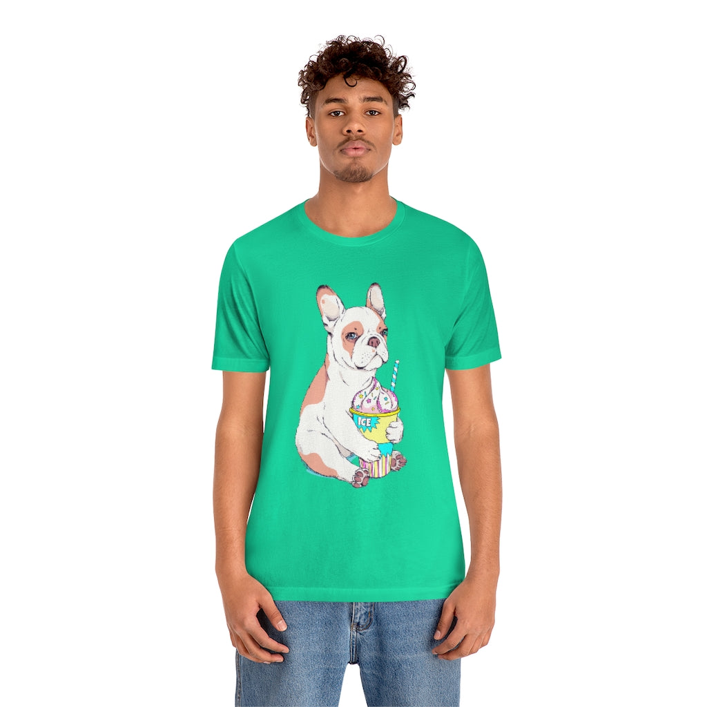 Unisex Jersey Short Sleeve Tee "French bulldog & ice cream"