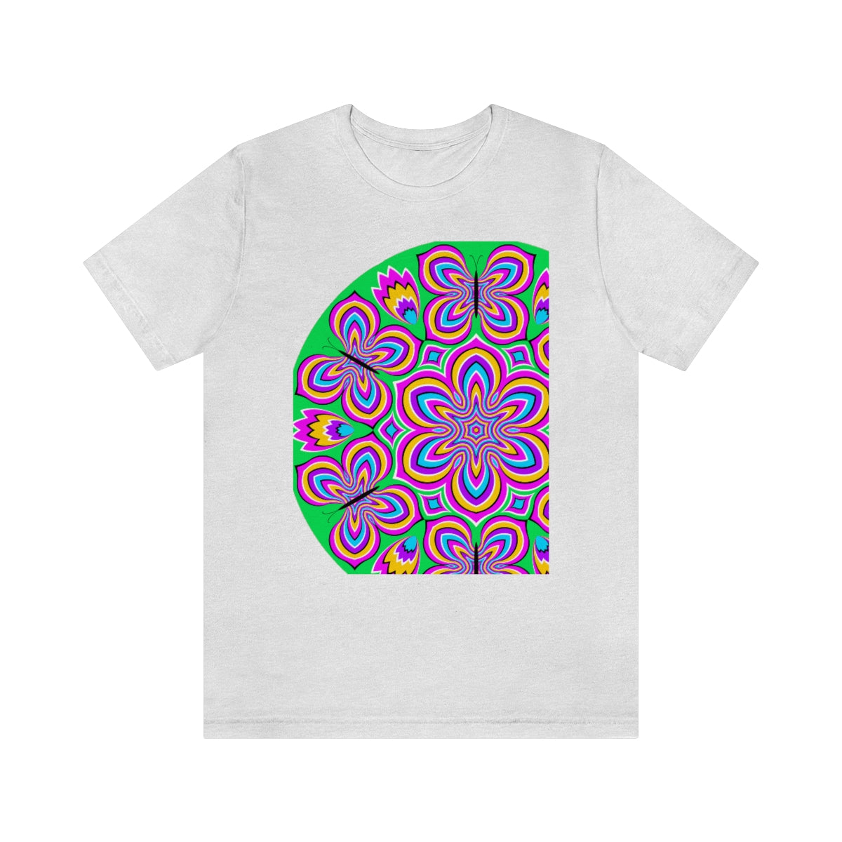 Unisex Jersey Short Sleeve Tee "Optical illusion Colorful flower and butterflies"